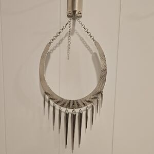 Silver Statement Necklace with Spikes